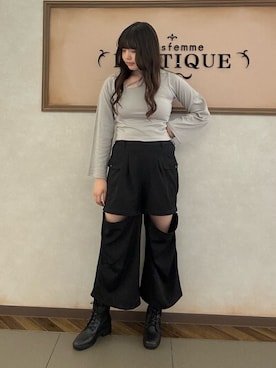 「axes femme（アクシーズファム）のアイテム（カーゴパンツ）」を使った、kanaeさん（レディース・169cm）の秋コーディネート