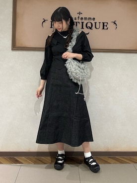 「axes femme（アクシーズファム）のアイテム（デニムスカート）」を使った、kanaeさん（レディース・169cm）の秋コーディネート