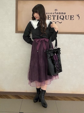 「axes femme POETIQUE（アクシーズファムポエティック）のアイテム（トートバッグ）」を使った、kanaeさん（レディース・169cm）の秋コーディネート