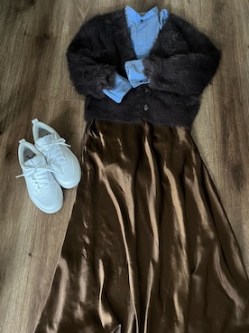 「no brand（ノーブランド）のアイテム（スカート）」を使った、服メモさん（レディース・158cm）の秋コーディネート