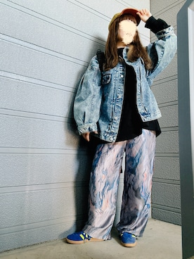 「アイテム（デニムジャケット）」を使った、nyamacoさん（レディース・158cm）の秋コーディネート