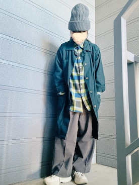 「アイテム（ニットキャップ/ビーニー）」を使った、nyamacoさん（レディース・158cm）の秋コーディネート