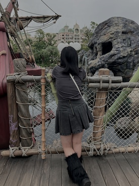 「アイテム（デニムスカート、グレー系）」を使った、C.☺︎さん（レディース・158cm）の秋コーディネート