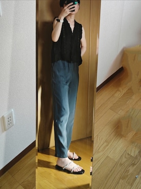 「SHIPS（シップス）のアイテム（サンダル）」を使った、lumpiniさん（レディース・160cm）の夏コーディネート