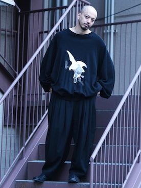 「BISHOOL（ビシュール）のアイテム（スウェット）」を使った、トヲルさん（メンズ・180cm）の秋コーディネート
