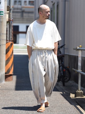 「BISHOOL（ビシュール）のアイテム（パンツ）」を使った、トヲルさん（メンズ・180cm）の夏コーディネート