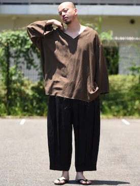 「BISHOOL（ビシュール）のアイテム（パンツ）」を使った、トヲルさん（メンズ・180cm）の夏コーディネート