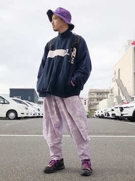 「オーバーサイズ」｜「アイテム（ジャージ）」を使った、トヲルさん（メンズ・180cm）の春コーディネート