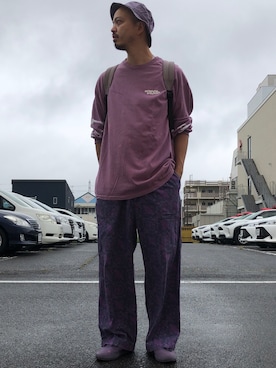 「FRUIT OF THE LOOM（フルーツオブザルーム）のアイテム（帽子）」を使った、トヲルさん（メンズ・180cm）の夏コーディネート