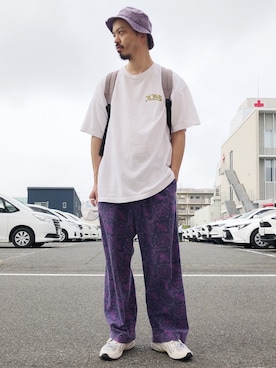 「FRUIT OF THE LOOM（フルーツオブザルーム）のアイテム（帽子）」を使った、トヲルさん（メンズ・180cm）の夏コーディネート