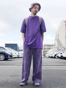 「FRUIT OF THE LOOM（フルーツオブザルーム）のアイテム（帽子）」を使った、トヲルさん（メンズ・180cm）の夏コーディネート