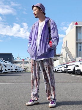 「FRUIT OF THE LOOM（フルーツオブザルーム）のアイテム（帽子）」を使った、トヲルさん（メンズ・180cm）の夏コーディネート
