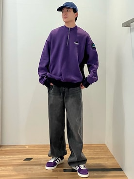 「アイテム（シューズ、パープル系）」を使った、HTさん（メンズ・172cm）の秋コーディネート