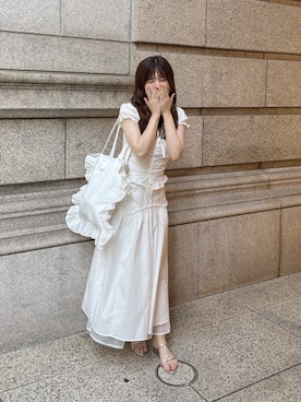 「アイテム（トートバッグ）」を使った、pinoさん（レディース・155cm）の夏コーディネート