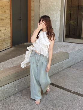 「アイテム（デニムパンツ）」を使った、pinoさん（レディース・155cm・20代）の夏コーディネート