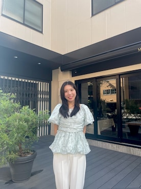 「アイテム（スラックス）」を使った、mamiko0808さん（骨格ウェーブ・レディース・162cm）の夏コーディネート
