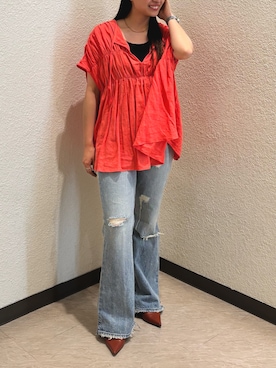 「Ungrid（アングリッド）のアイテム」を使った、木阪郁美さん（レディース・155cm）の夏コーディネート