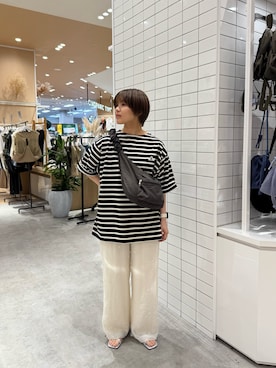 「GEVACO（ゲバコ）のアイテム（Tシャツ/カットソー）」を使った、J  U R  Iさん（レディース・156cm）の夏コーディネート