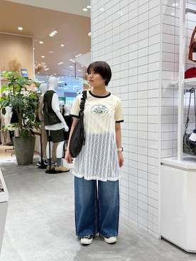 「CIAOPANIC TYPY（チャオパニックティピー）のアイテム（トートバッグ）」を使った、J  U R  Iさん（レディース・156cm）の春コーディネート
