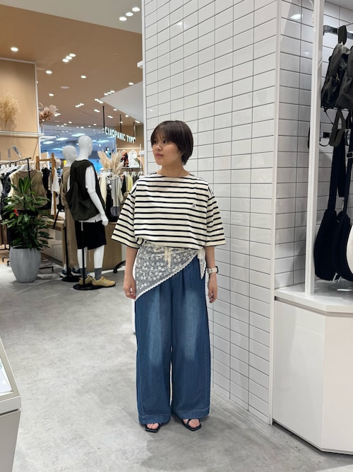 【GEVACO】ボートネック半袖ボーダーTEE