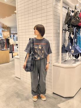 「CIAOPANIC TYPY（チャオパニックティピー）のアイテム（カーゴパンツ）」を使った、J  U R  Iさん（レディース・156cm）の夏コーディネート