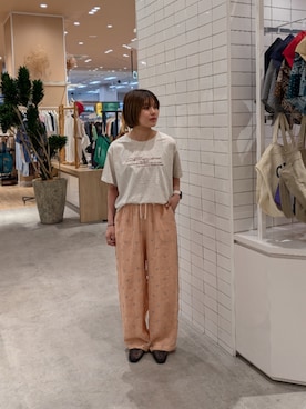 「CIAOPANIC TYPY（チャオパニックティピー）の【ひんやり】アソートフォトプリントTee（Tシャツ/カットソー、ホワイト系）」を使った、J  U R  Iさん（レディース・156cm）の夏コーディネート