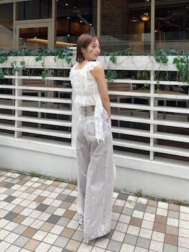 7色展開】レースドロップフリルシャーリングブラウスを使った人気