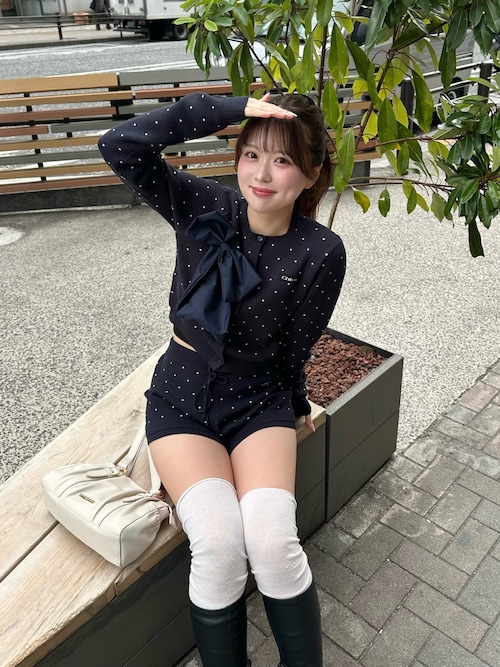 チャーム付きタックデザインボストンバッグ（ボストンバッグ）｜Chico