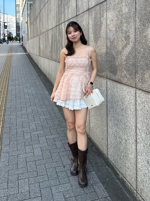 CHICO ローズチュールペプラムブラウス ピンク