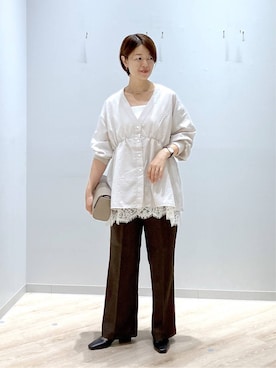 「GLOBAL WORK（グローバルワーク）のアイテム（パンツ）」を使った、miinoさん（レディース・152cm）の秋コーディネート