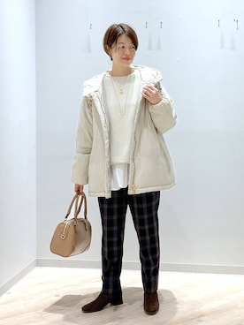 「GLOBAL WORK（グローバルワーク）のふわふわHugmeドルマンプルオーバー/595406（ニット/セーター）」を使った、miinoさん（レディース・152cm）の秋コーディネート