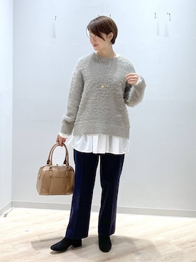 「アイテム（ボストンバッグ）」を使った、miinoさん（レディース・152cm・40代）の冬コーディネート