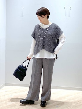 「アイテム（ベスト）」を使った、miinoさん（レディース・152cm・40代）の秋コーディネート