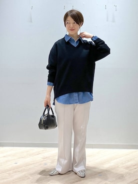 「GLOBAL WORK（グローバルワーク）のアイテム（スウェット）」を使った、miinoさん（レディース・152cm）の冬コーディネート