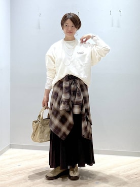 「アイテム（ネックレス）」を使った、miinoさん（レディース・152cm・40代）の秋コーディネート
