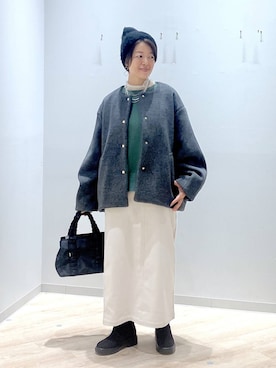 「アイテム（ノーカラーコート）」を使った、miinoさん（レディース・152cm・40代）の秋コーディネート