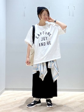 「GLOBAL WORK（グローバルワーク）のアイテム（帽子）」を使った、miinoさん（レディース・152cm）の春コーディネート