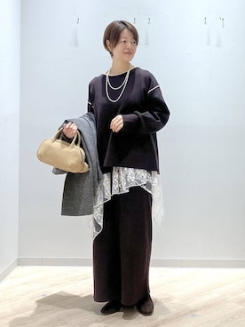 「アイテム（ネックレス）」を使った、miinoさん（レディース・152cm・40代）の冬コーディネート