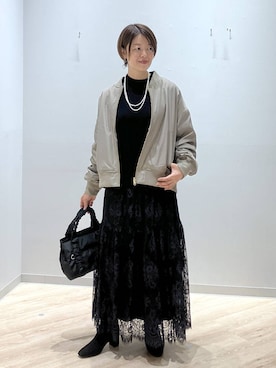 「アイテム（ブルゾン）」を使った、miinoさん（レディース・152cm・40代）の秋コーディネート