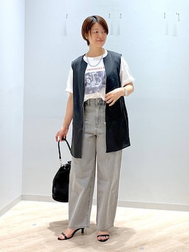 「アイテム（ベスト）」を使った、miinoさん（レディース・152cm・40代）の夏コーディネート