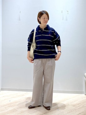 「GLOBAL WORK（グローバルワーク）のスペ軽5ROOM2WAYバッグ/1060168（トートバッグ、ホワイト系）」を使った、miinoさん（レディース・152cm）の秋コーディネート
