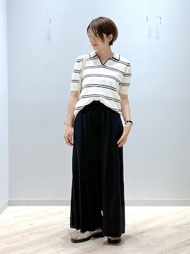 「GLOBAL WORK（グローバルワーク）のステンレスシンプル三連ネックレス/572438（ネックレス、グレー系）」を使った、miinoさん（レディース・152cm）の春コーディネート