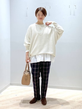 「アイテム（ボストンバッグ）」を使った、miinoさん（レディース・152cm・40代）の秋コーディネート