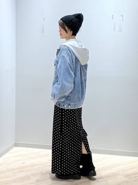 「アイテム（デニムジャケット）」を使った、miinoさん（レディース・152cm・40代）の秋コーディネート