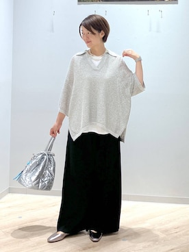 「アイテム（ニット/セーター）」を使った、miinoさん（レディース・152cm・40代）の夏コーディネート