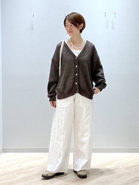 「GLOBAL WORK（グローバルワーク）のアソート三連ネックレス/495430（ネックレス、ホワイト系）」を使った、miinoさん（レディース・152cm）の春コーディネート