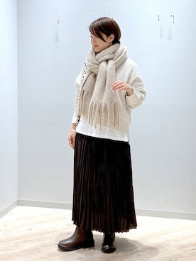 「アイテム（マフラー）」を使った、miinoさん（レディース・152cm・40代）の秋コーディネート