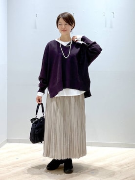 「アイテム（ニット/セーター）」を使った、miinoさん（レディース・152cm・40代）の秋コーディネート