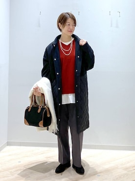 「アイテム（ステンカラーコート）」を使った、miinoさん（レディース・152cm）の冬コーディネート