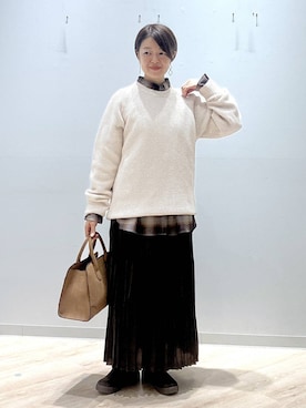 「アイテム（ニット/セーター）」を使った、miinoさん（レディース・152cm・40代）の秋コーディネート
